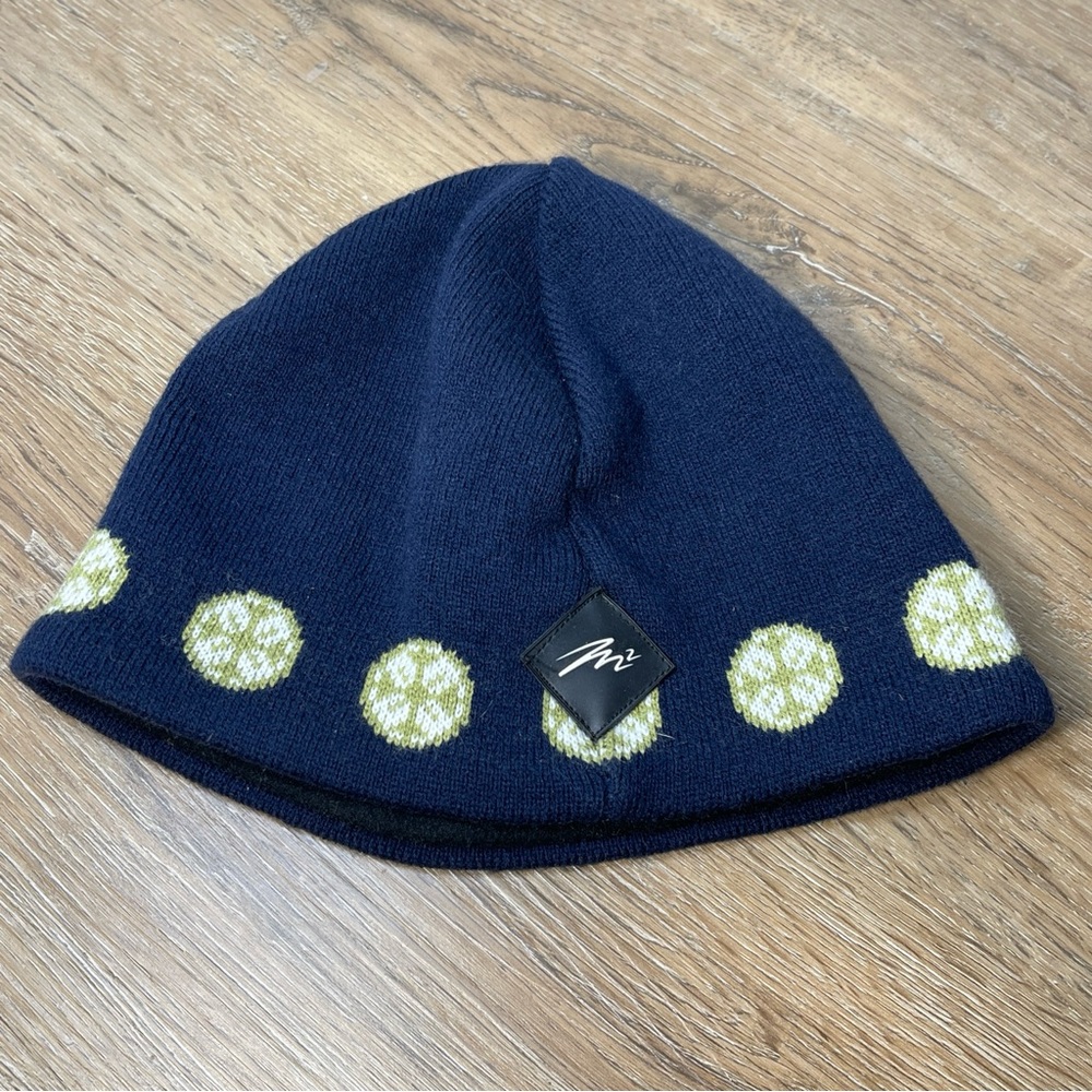Authentic Merkley Headgear Knit Fleece Lined winter Beanie Hat Green Blue & Gray